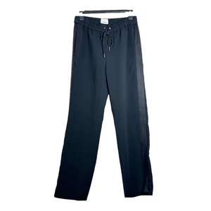 Aritzia Wilfred Black Pull On Zip Ankle Pants Silk Trim Elastic Waist Size Small